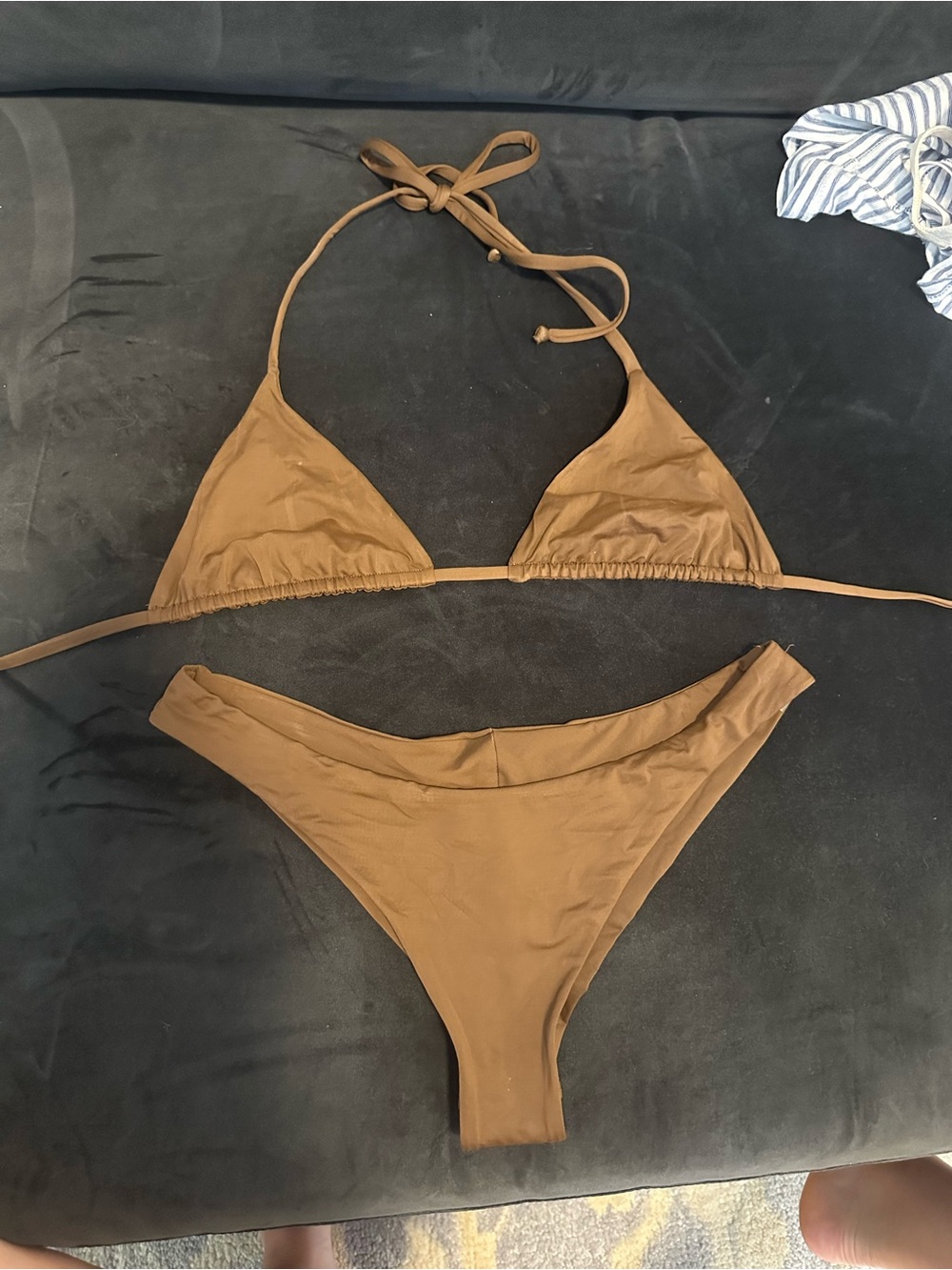 BROMELIA Brown Triangle String Bikini Set